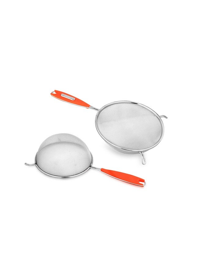 SEGOVIA Stainless Steel Fine Mesh Strainer, Sieve Sifters with Long Handle for Kitchen Food,Tea |Coffee Powder| Fry |Juice Rice Vegetable |Fruit | Noodles Strainer Pack of 2 Pcs (12/14CM) - Image 2