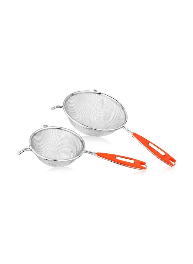 SEGOVIA Stainless Steel Fine Mesh Strainer, Sieve Sifters with Long Handle for Kitchen Food,Tea |Coffee Powder| Fry |Juice Rice Vegetable |Fruit | Noodles Strainer Pack of 2 Pcs (12/14CM) - Image 3