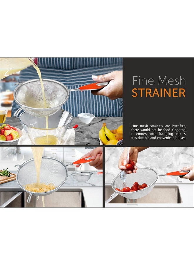 SEGOVIA Stainless Steel Fine Mesh Strainer, Sieve Sifters with Long Handle for Kitchen Food,Tea |Coffee Powder| Fry |Juice Rice Vegetable |Fruit | Noodles Strainer Pack of 2 Pcs (12/14CM) - Image 4