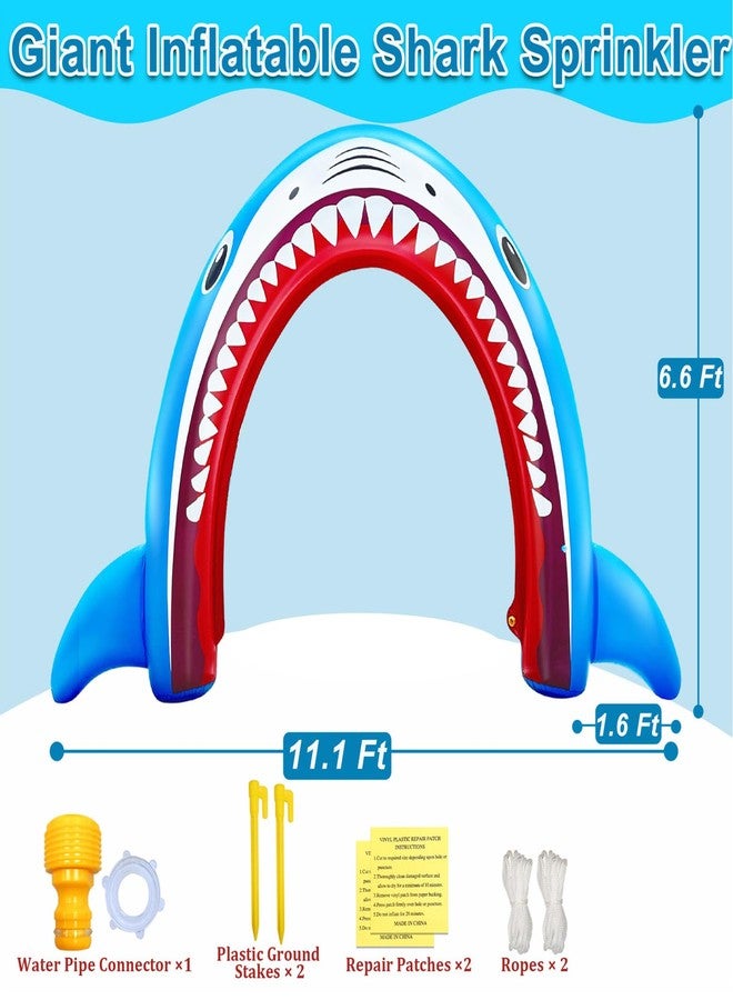 AMENON 11Ft Long Inflatable Shark Sprinkler for Adults, Giant Outdoor Water Toys Blow up Shark Arch Sprinkler for Adults Fun Summer Gifts Backyard Garden Lawn Water Party Games Outside Activities - Image 3