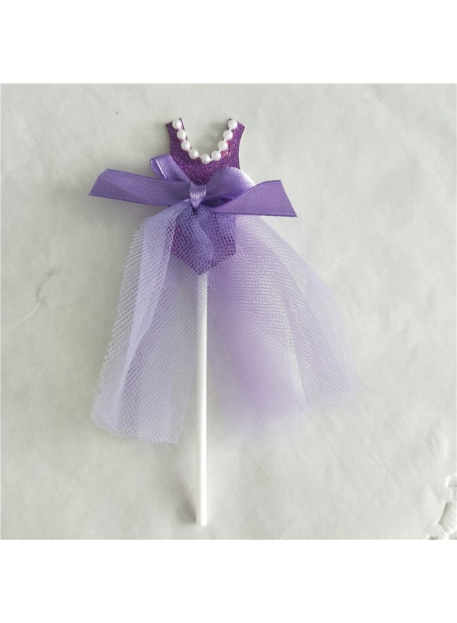 Cake Decoration Card-inserting Pearl Princess Yarn Dress Baby Pink Dress Wedding Birthday Party Baking Plug-in 1 Pack-Specifications:Pearl Purple Pink Gauze Skirt ] - Image 1