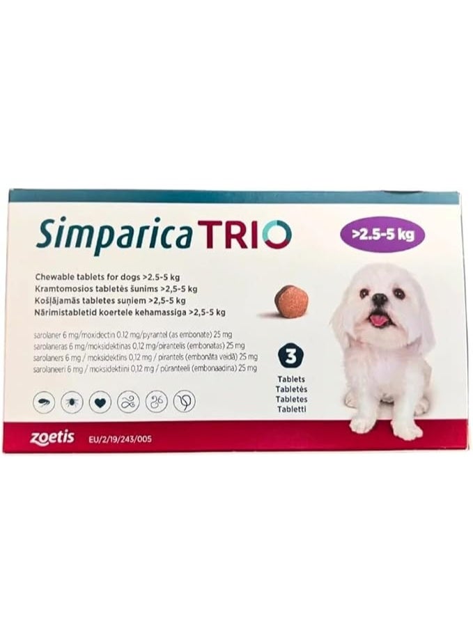 Zoetis Simparica TRIO 2.5 - 5 kg One Tablet