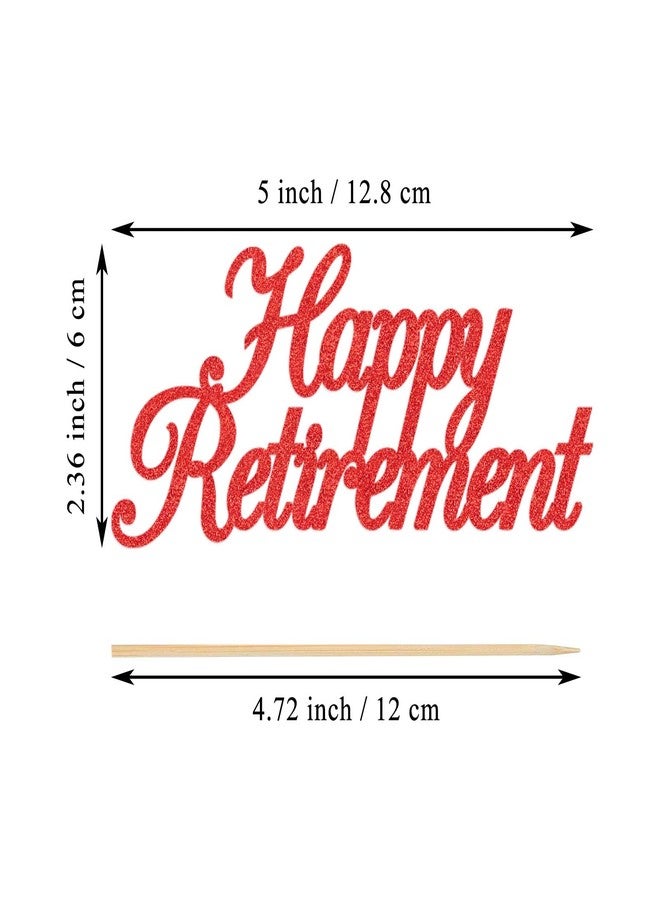 JANOU 12pcs Happy Retirement Cake Topper Glitter Retirement Cake Decoration Picks for I'm Retired Retirement Theme Party Supplies (Red) - Image 2