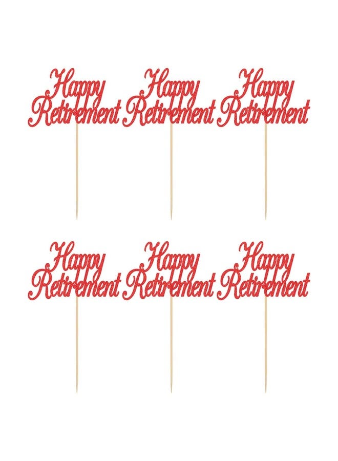 JANOU 12pcs Happy Retirement Cake Topper Glitter Retirement Cake Decoration Picks for I'm Retired Retirement Theme Party Supplies (Red) - Image 1