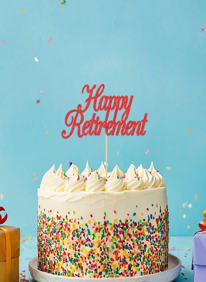 JANOU 12pcs Happy Retirement Cake Topper Glitter Retirement Cake Decoration Picks for I'm Retired Retirement Theme Party Supplies (Red) - Image 5
