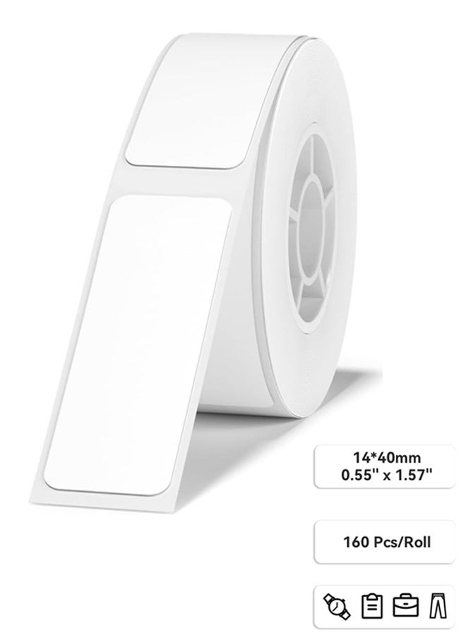 Label Maker Tape 14×40mm White Label Print Paper Compatible for D11 D110 D101, Thermal Sticker Paper Waterproof Labeling Tape Replacement 160 Labels/Roll - Image 1