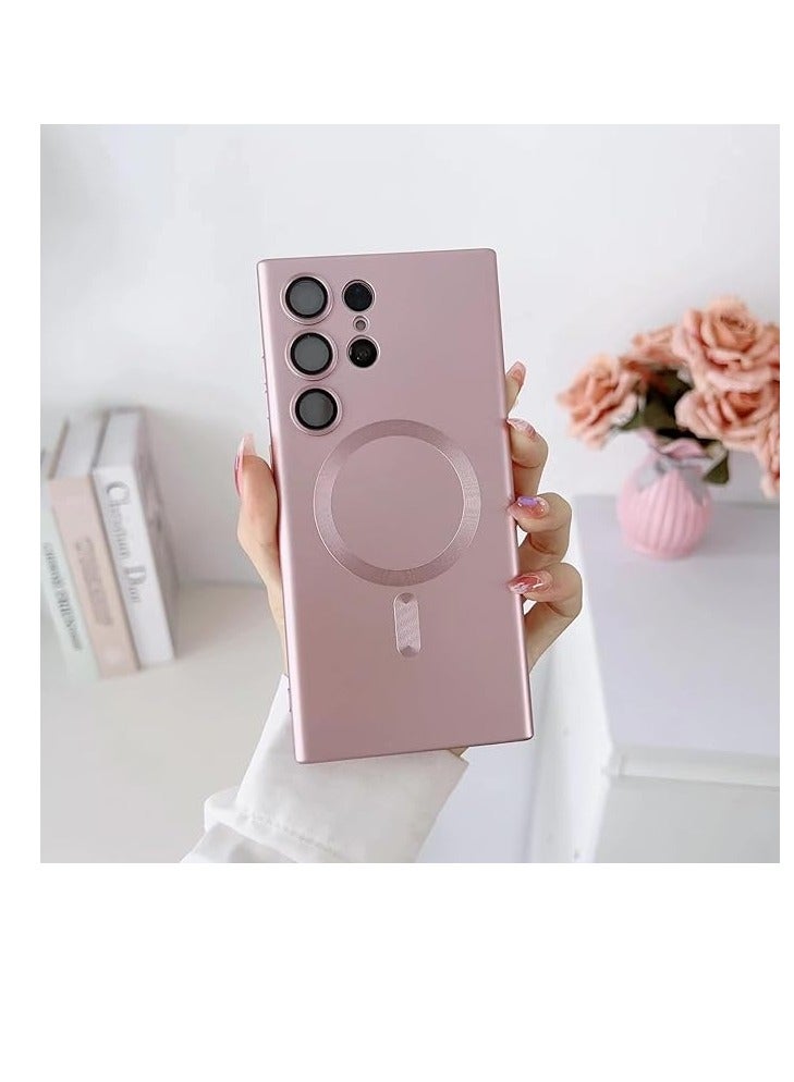 Case Silicone Magnetic Case for Samsung Galaxy S24 Ultra,Camera All-Round Protection,Shockproof Case Cover for Samsung Galaxy S24 Ultra 2024 (Pink)