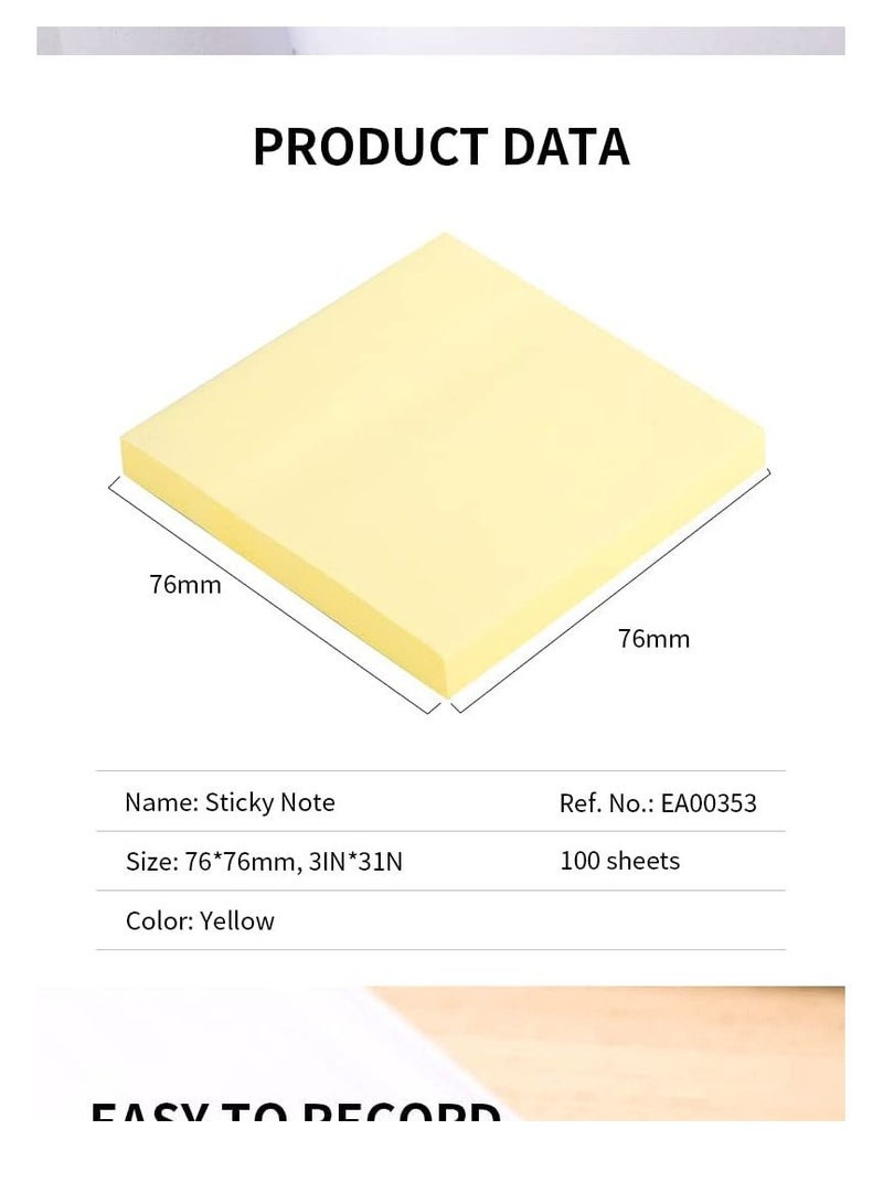 Deli 4-Pad Sticky Notes 3x3 Inch Size Yellow Colour - Image 3