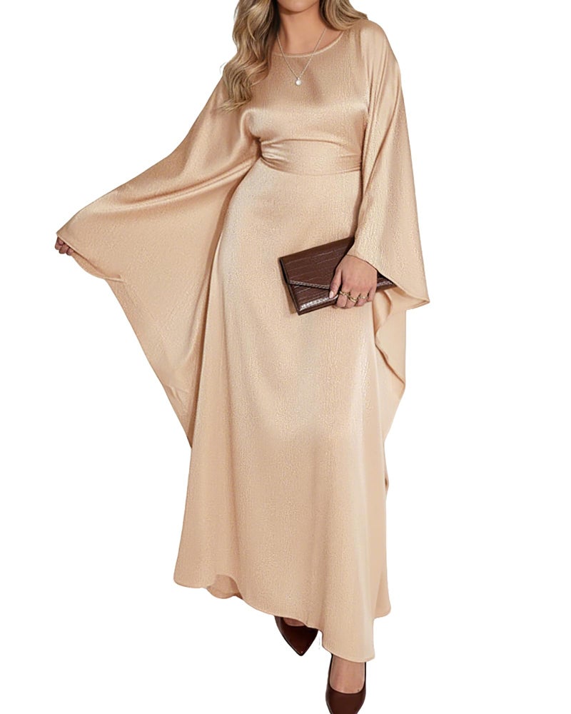 Bsubseach Women Plus Size Kaftan Dresses Moo Moos for Women Swimsuit Cover Up Swimwear Batwing Satin Caftan Beach Dress Champagne - Image 1