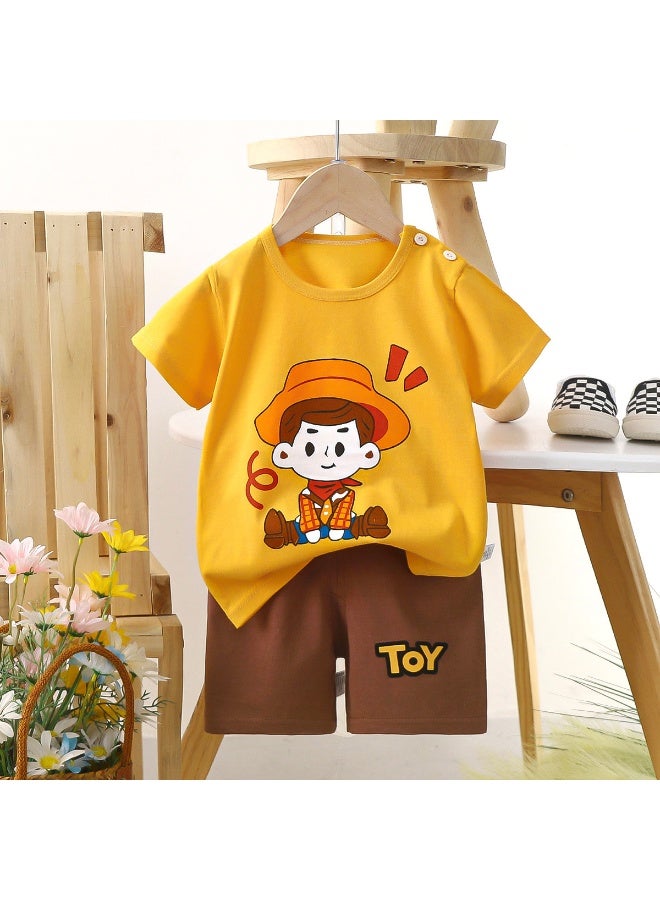 بدلة صيفية للأطفال بأكمام قصيرة من القطن الخالص