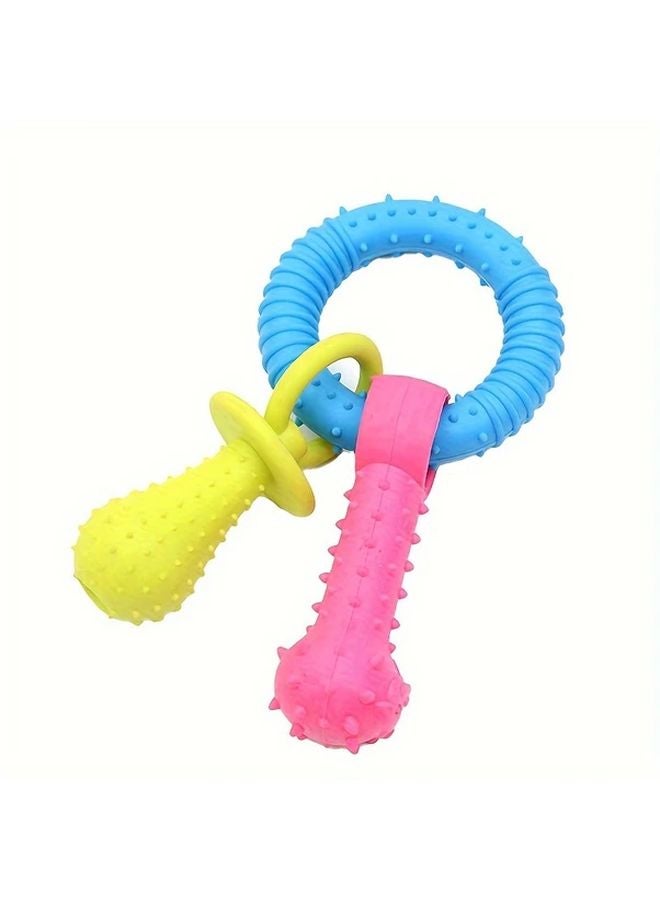 3 في 1 لعبة حيوان أليف TPR حلقة مطاطية لهاية وعظم مضغ لعبة لون عشوائي - Image 2
