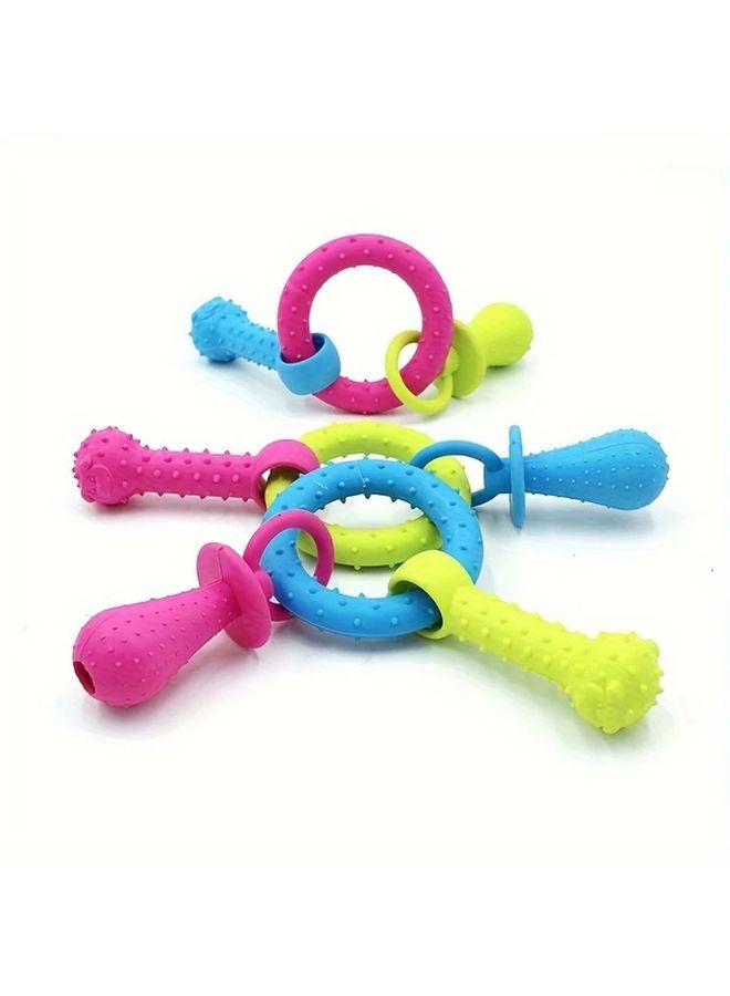 3 في 1 لعبة حيوان أليف TPR حلقة مطاطية لهاية وعظم مضغ لعبة لون عشوائي - Image 5