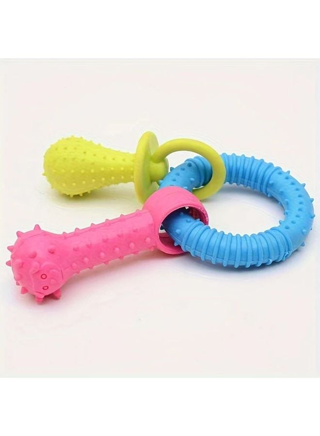 3 في 1 لعبة حيوان أليف TPR حلقة مطاطية لهاية وعظم مضغ لعبة لون عشوائي - Image 3