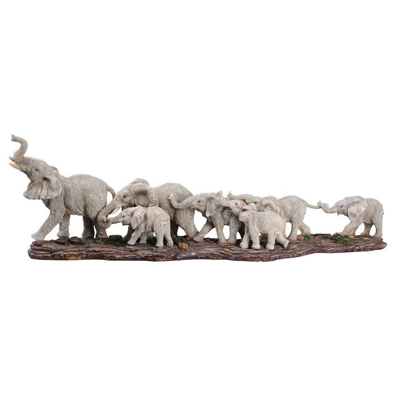 Comfy Hour Our Cute Elephant Friends Collection 16" Roaming Elephant Group Wildlife Figurine Statue Sculpture, Stone Resin - Image 1