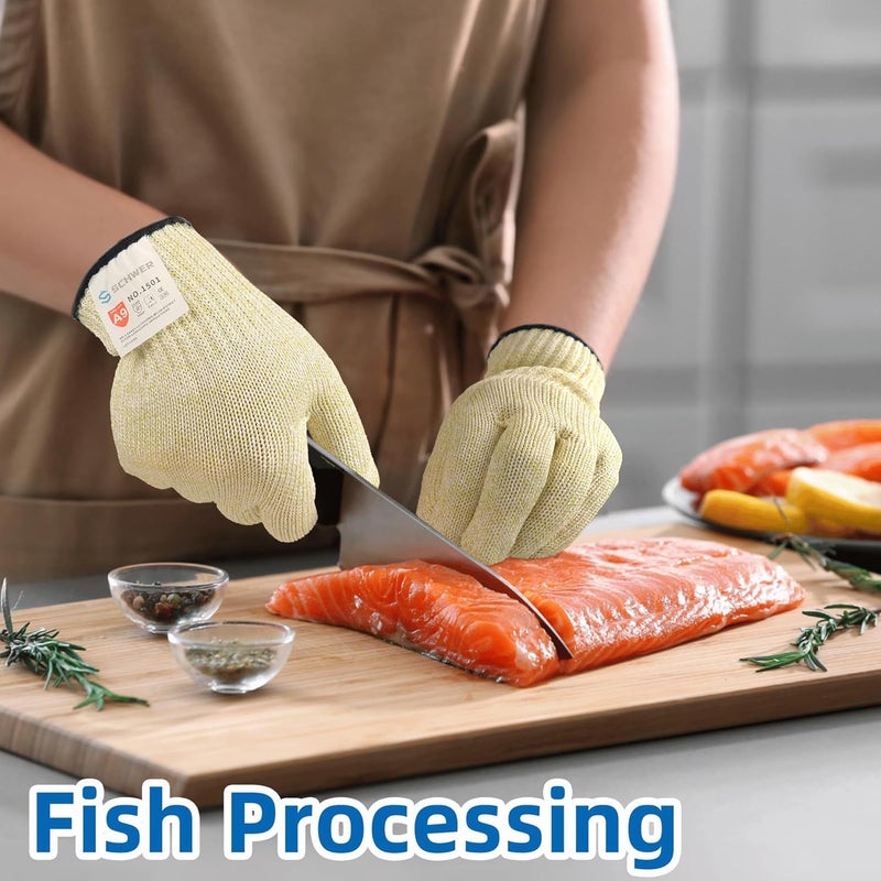 Schwer SlicePro Ultra-Durable ANSI A9 Cut Resistant Gloves PR1501, 10X Reinforced Food Grade Cutting Glove, Mandoline Gloves for Kitchen Meat Cutting, Oyster Shucking, Fish Fillet Processing, M - Image 4