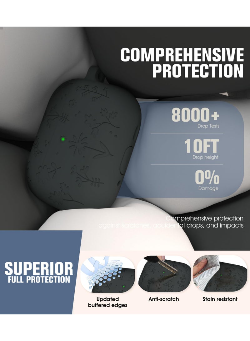 Arabest AirPods Pro 3 Case Cute with Cherry Blossom Keychain and Cleaning Kit, Soft Silicone Shockproof Flower Engraved Cover Compatible with AirPod Pro 3 Case Cover - Image 3