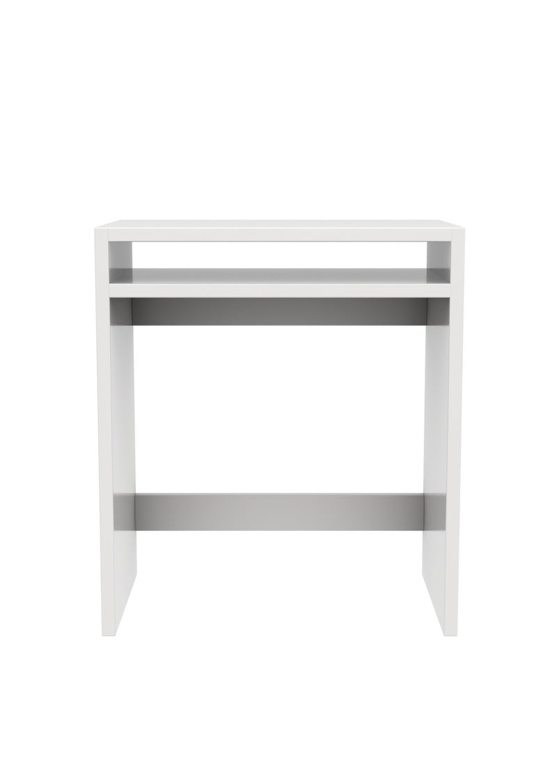 RIGID Wooden Computer Desk with Storage Shelf, Modern Multipurpose Writing & Scrap Workstation, Durable Study Table for Home, Living Room & Office (DIY Assembly, White, 40D x 65W x 75H CM) - Image 2