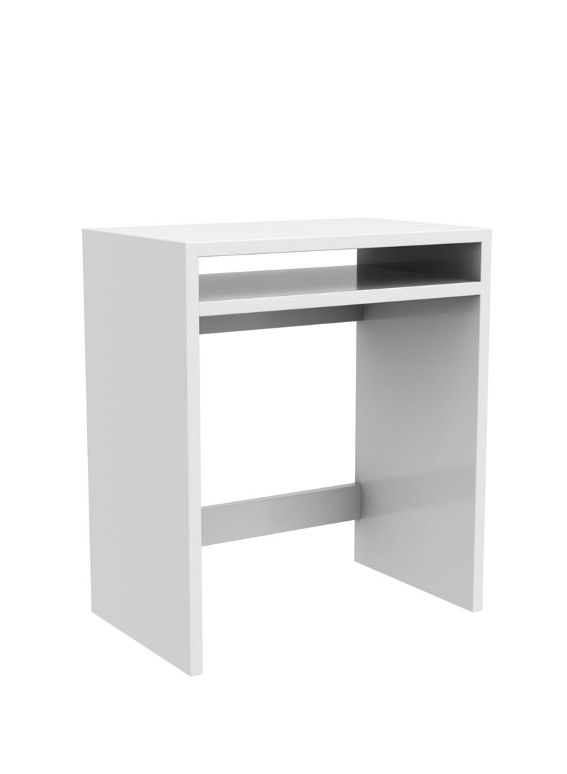 RIGID Wooden Computer Desk with Storage Shelf, Modern Multipurpose Writing & Scrap Workstation, Durable Study Table for Home, Living Room & Office (DIY Assembly, White, 40D x 65W x 75H CM) - Image 3