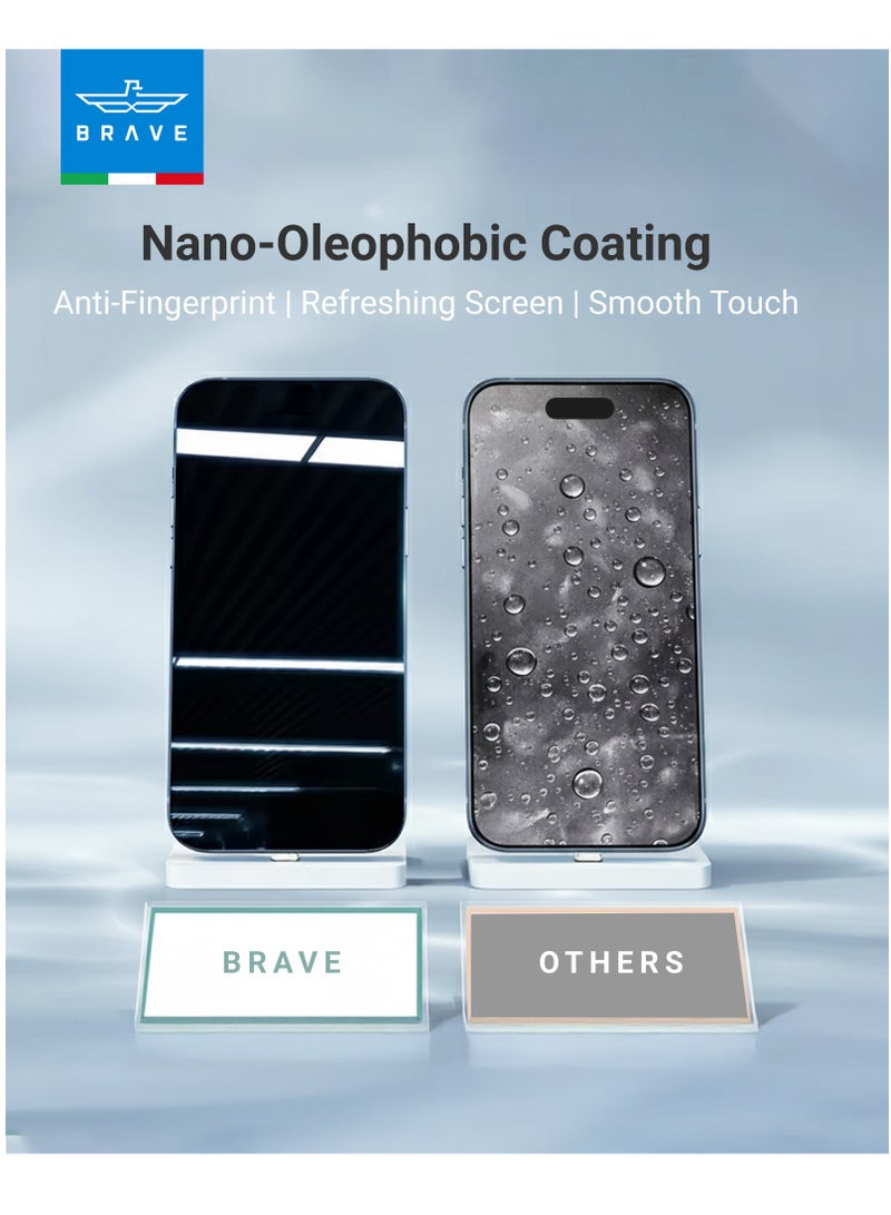 Brave iPhone 17 Pro Privacy HD Tempered Glass Screen Protector - Premium Privacy Protection, Edge-to-Edge Coverage, 9H Hardness, Ultra Scratch Resistant, Fingerprint Resistant, Smudge-Free, Smooth Touch, Face ID Compatible, Bubble-Free Installation with Tray, Thin & Premium Protection (Black) - Image 3