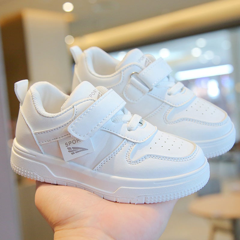 Children'S White Shoes 2025 Spring & Fall New Sports Shoes For Boys And Girls Breathable Casual Sneakers Soft Sole Baby Shoes Single - Image 2