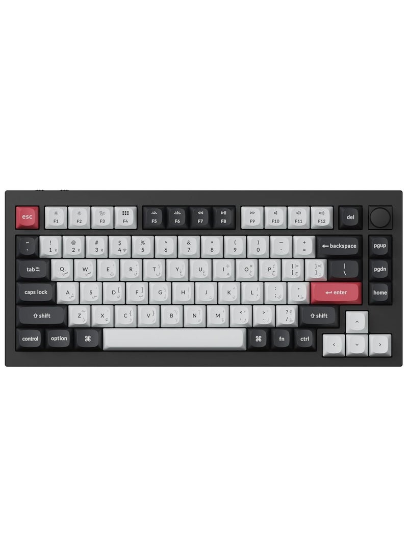 Keychron Q1 HE 75% layout QMK Wireless Custom Keyboard Gateron double rail magnetic switches 2.4 GHz Bluetooth wireless USB-C wired Rapid Trigger Hot-swappable RGB Backlight Knob version Compatible with Mac & Windows - Image 1