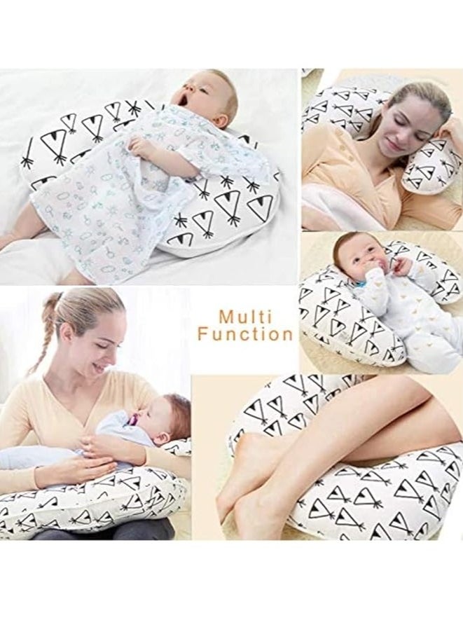 Generic Baby Breastfeeding Pillow + Head Pillow, Portable Booster Pillow, Washable Travel Bag Cover, Boys Girls, Polyester Cotton, Multi Color  - Image 1