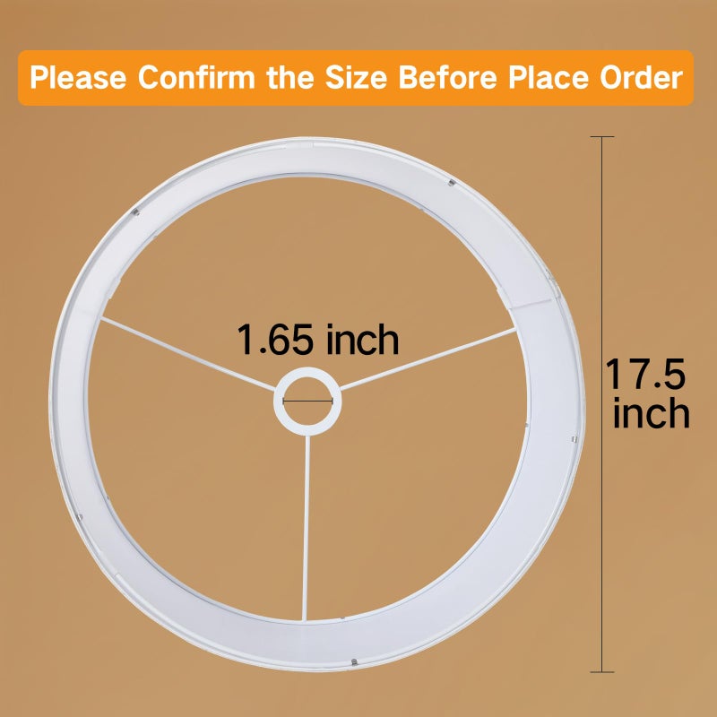 OUTON Beige Large Drum Lamp Shades for Floor Lamps, 17.5" Top x 17.5" Bottom x 10" High, Easy to Assemble, Replacement Linen Lampshades for Table Lamps & Bedside Lamps (1.65" Spider) - Image 2