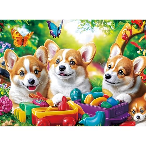 VOLUVOLU 300 Pieces Dog Puzzles for Adults Puppy and Toys Puzzle for Adults Children Seniors Retro Style Puzzle 300 Pieces Gift for Birthday Home Decor Fun for Family Entertainment205 15 in - Image 1