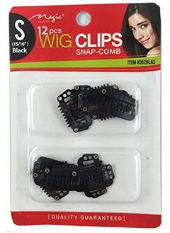 Magic Collection 12 Pcs Wig Clips Snap Comb 15/16" Small (Black)  - Image 1