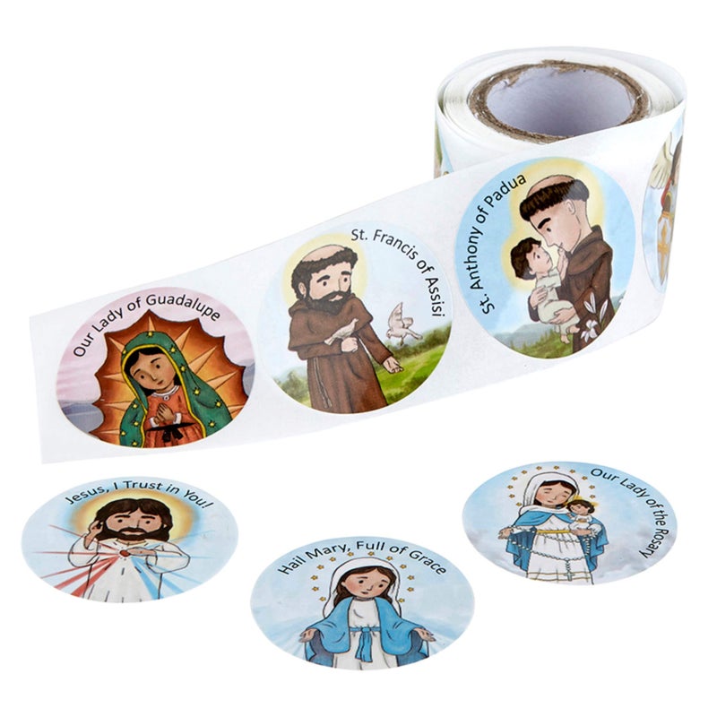 Mini Saints Religious Sticker Assortment for Church and Sunday School 100 Count