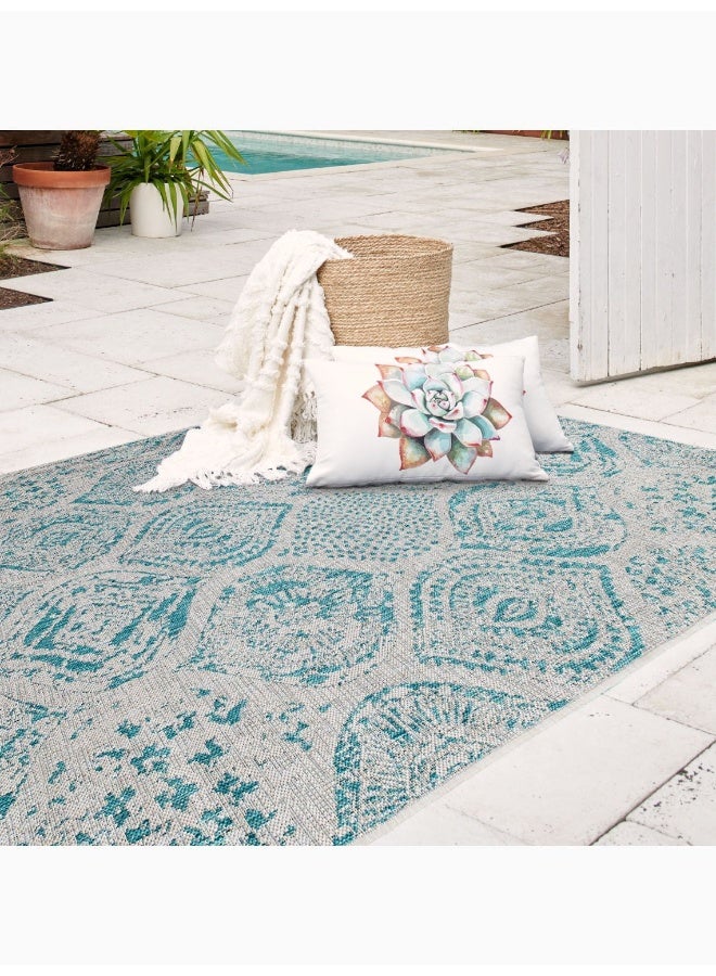 Chateaux Aqua Area Rug for Home Decor - Image 1