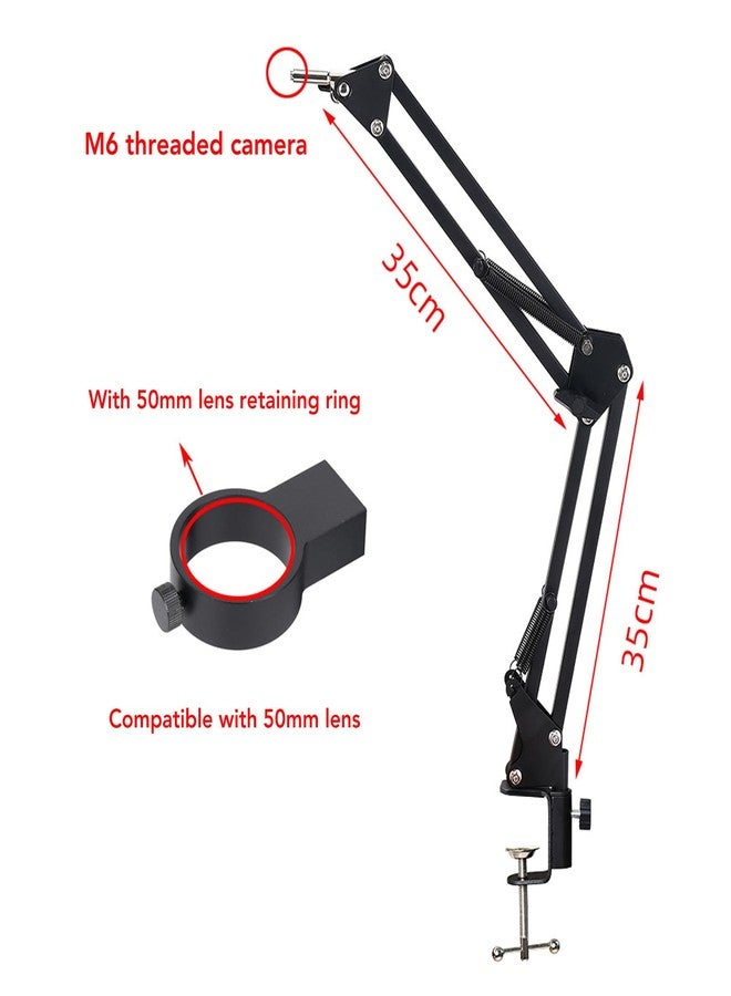 gernie حامل مجهر بذراع مفصلية، حامل عدسة كاميرا HDMI USB قابل للدوران 360 درجة مع حلقة تثبيت عدسة 50 مم ومشبك، حامل إلكتروني قابل للطي والتلسكوبي عالمي لإصلاح اللحام الإلكتروني - Image 3