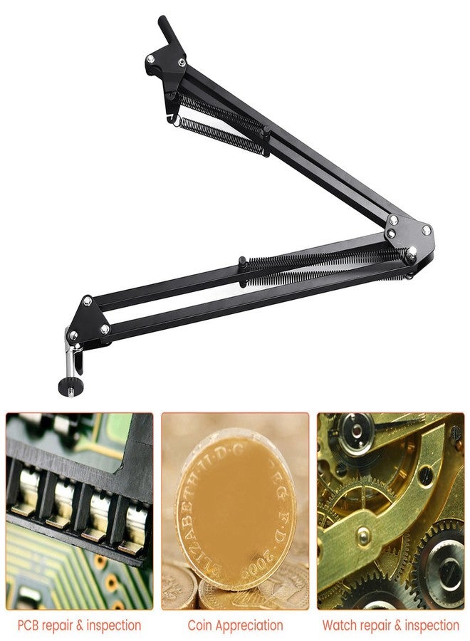 gernie حامل مجهر بذراع مفصلية، حامل عدسة كاميرا HDMI USB قابل للدوران 360 درجة مع حلقة تثبيت عدسة 50 مم ومشبك، حامل إلكتروني قابل للطي والتلسكوبي عالمي لإصلاح اللحام الإلكتروني - Image 4