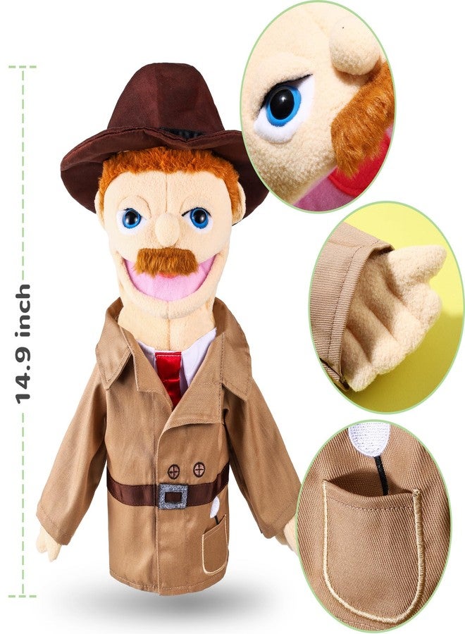 ZJoey Role Play Hand Puppets Hand Plush Chef Doctor Fireman Pirate Detective Athlete Nurse Worker Hand Puppet Toys Puppets for Kids Storytelling Imaginative Pretend Play Teaching Preschool(Detective) - Image 4