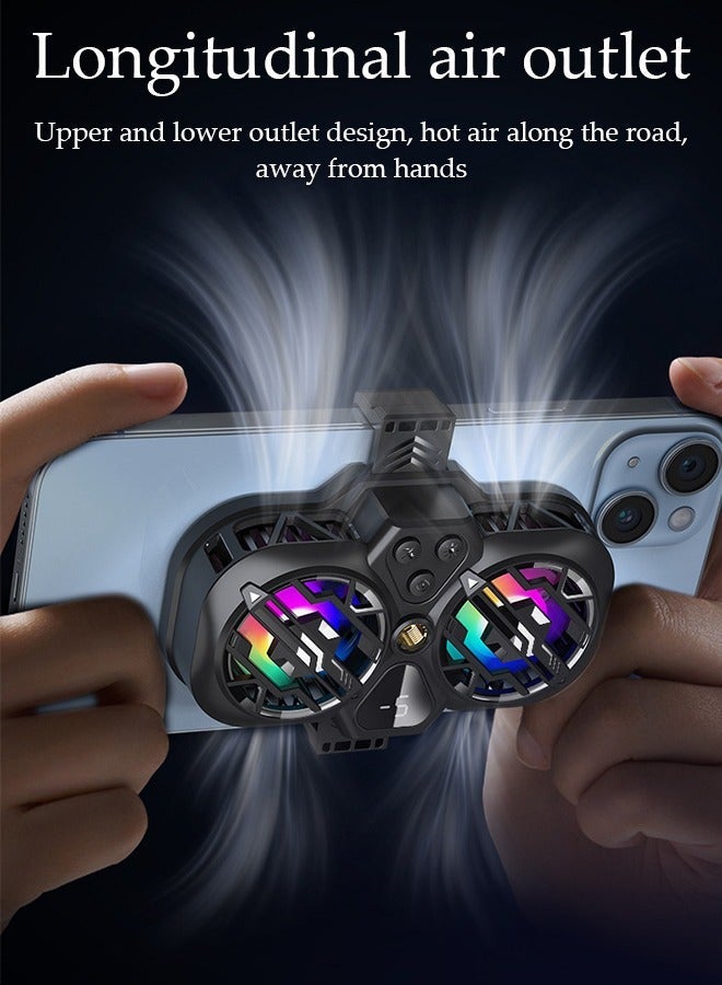 DUNISO 2 In 1 Magnetic Semi-Conductor Cooling Chip for Live Streaming and Gaming, Fast Phone Cooling Fan with RGB Lights and Universal Clamp, Fit All Types of iPhone Android Smartphones - Image 2