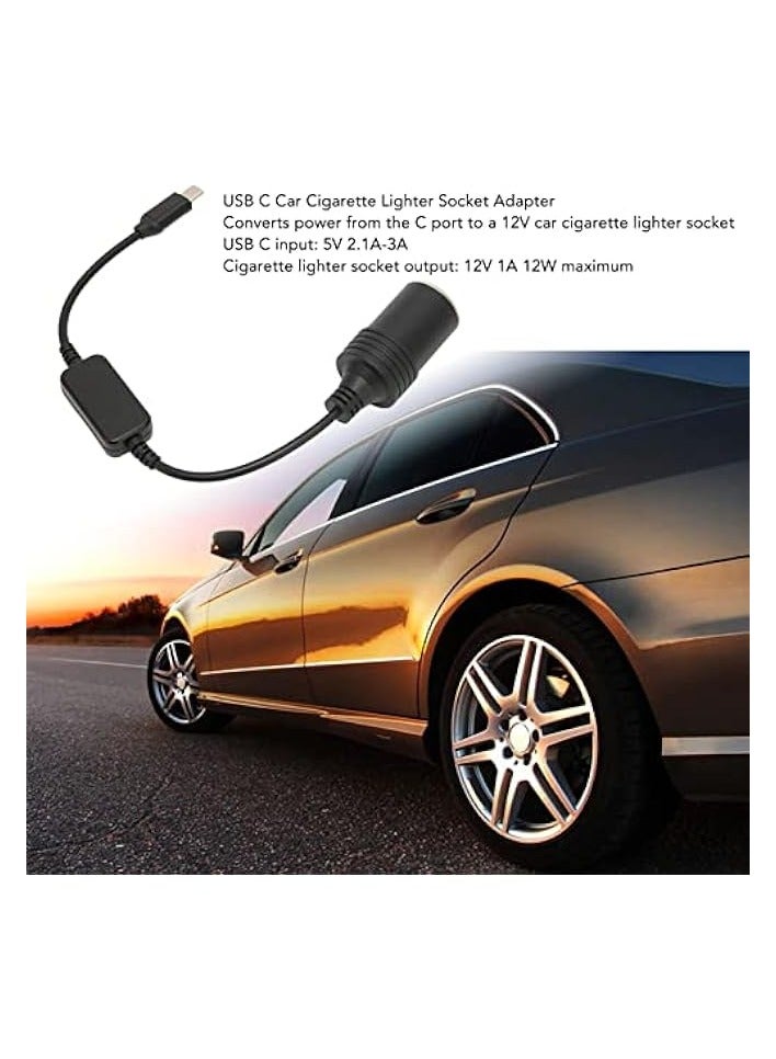 erorex 5V USB C Male to 12V Car Cigarette Lighter Socket Female Power Converter Cable, Power Adapter for Car Charger, MP3 Player, Telephone, Razor, Driving Recorder, Electronic Dog  - Image 2