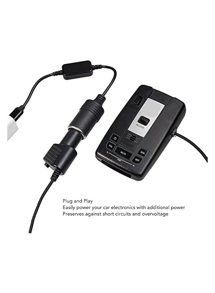 erorex 5V USB C Male to 12V Car Cigarette Lighter Socket Female Power Converter Cable, Power Adapter for Car Charger, MP3 Player, Telephone, Razor, Driving Recorder, Electronic Dog  - Image 3