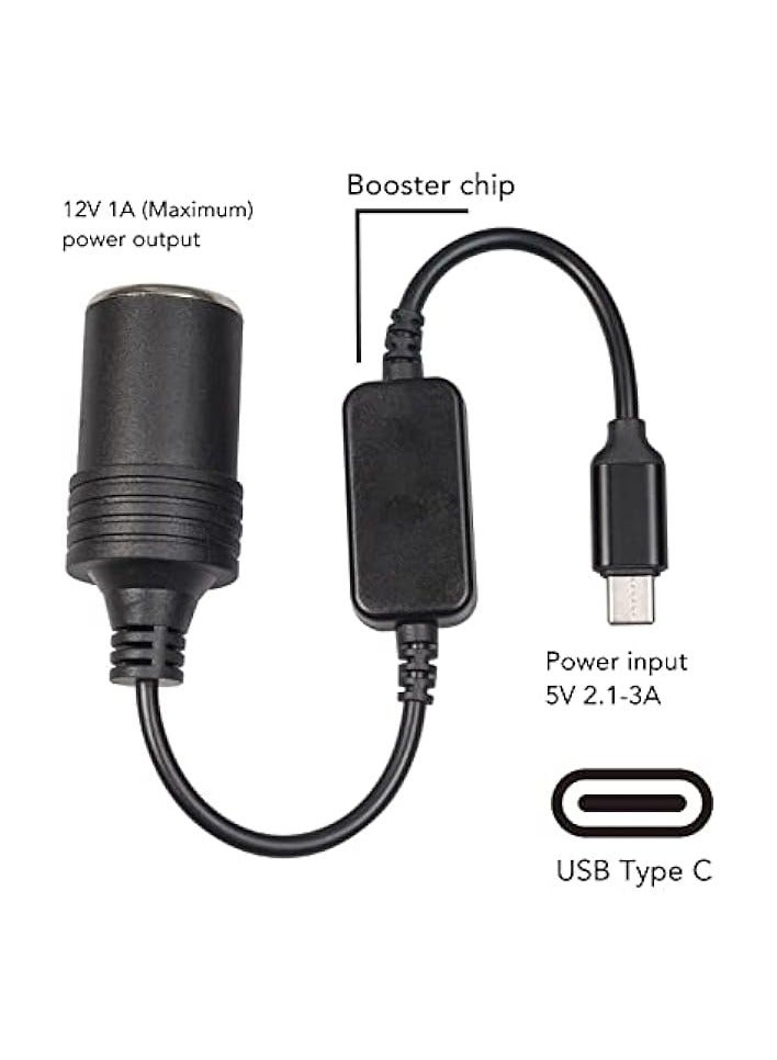 erorex 5V USB C Male to 12V Car Cigarette Lighter Socket Female Power Converter Cable, Power Adapter for Car Charger, MP3 Player, Telephone, Razor, Driving Recorder, Electronic Dog  - Image 4