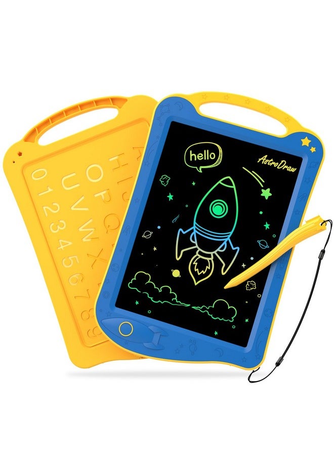 HOMESTEC - Astrodraw Drawing Pad Toys Colorful Lcd Writing Tablet For Kids Doodle Board For Toddlers 3 4 5 6 Years Old Travel Sensory Space Toy For Boys Girls Birthday Gift Idea (Blue/Yellow) - Image 1