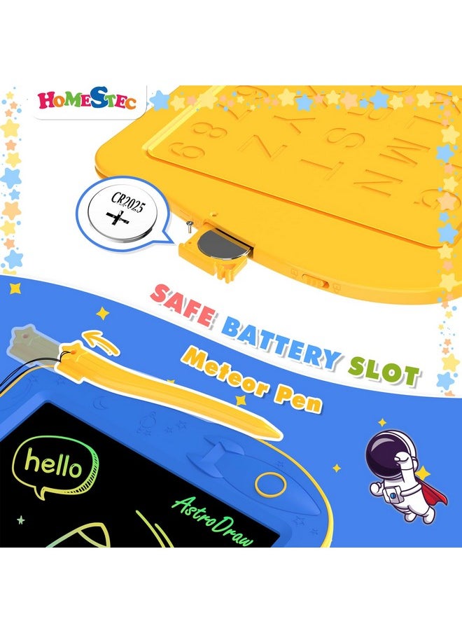 HOMESTEC - Astrodraw Drawing Pad Toys Colorful Lcd Writing Tablet For Kids Doodle Board For Toddlers 3 4 5 6 Years Old Travel Sensory Space Toy For Boys Girls Birthday Gift Idea (Blue/Yellow) - Image 1