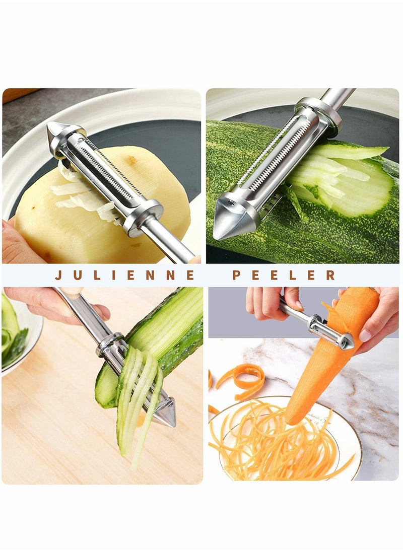 Excefore - Vegetable Peeler Julienne Peeler, Potato Peelers With Potato Eye Remover, Vegetable Peeler Stainless Steel, Non Slip Grip, Veggie Fruit Peeler for Making Healthy Salads-2 Pcs - Image 1