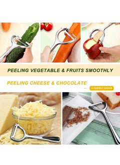 Excefore Vegetable Peeler Julienne Peeler, Potato Peelers With Potato Eye Remover, Vegetable Peeler Stainless Steel, Non Slip Grip, Veggie Fruit Peeler for Making Healthy Salads-2 Pcs  - Image 5