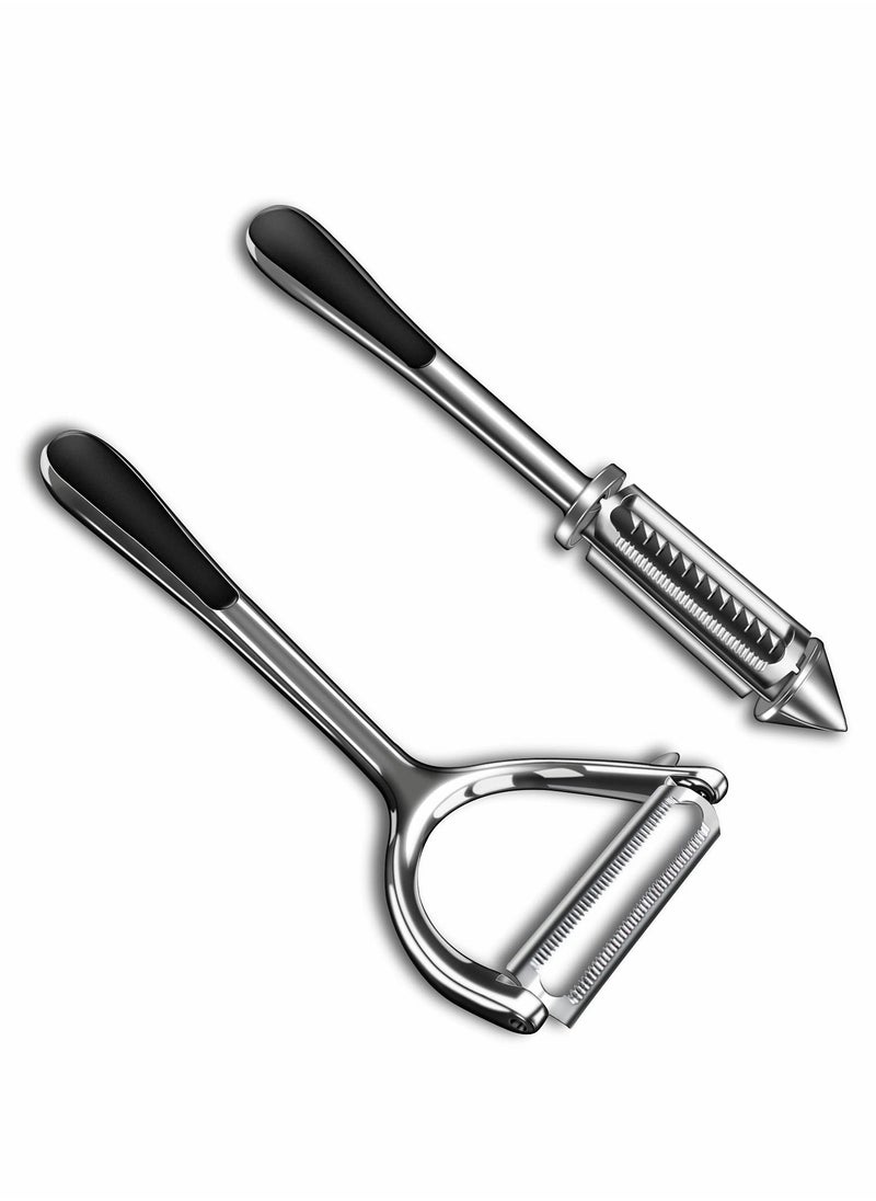 Excefore - Vegetable Peeler Julienne Peeler, Potato Peelers With Potato Eye Remover, Vegetable Peeler Stainless Steel, Non Slip Grip, Veggie Fruit Peeler for Making Healthy Salads-2 Pcs - Image 1