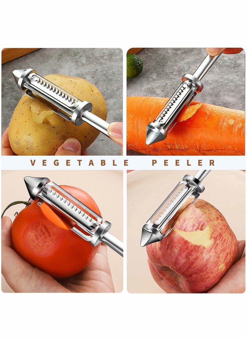 Excefore - Vegetable Peeler Julienne Peeler, Potato Peelers With Potato Eye Remover, Vegetable Peeler Stainless Steel, Non Slip Grip, Veggie Fruit Peeler for Making Healthy Salads-2 Pcs - Image 1