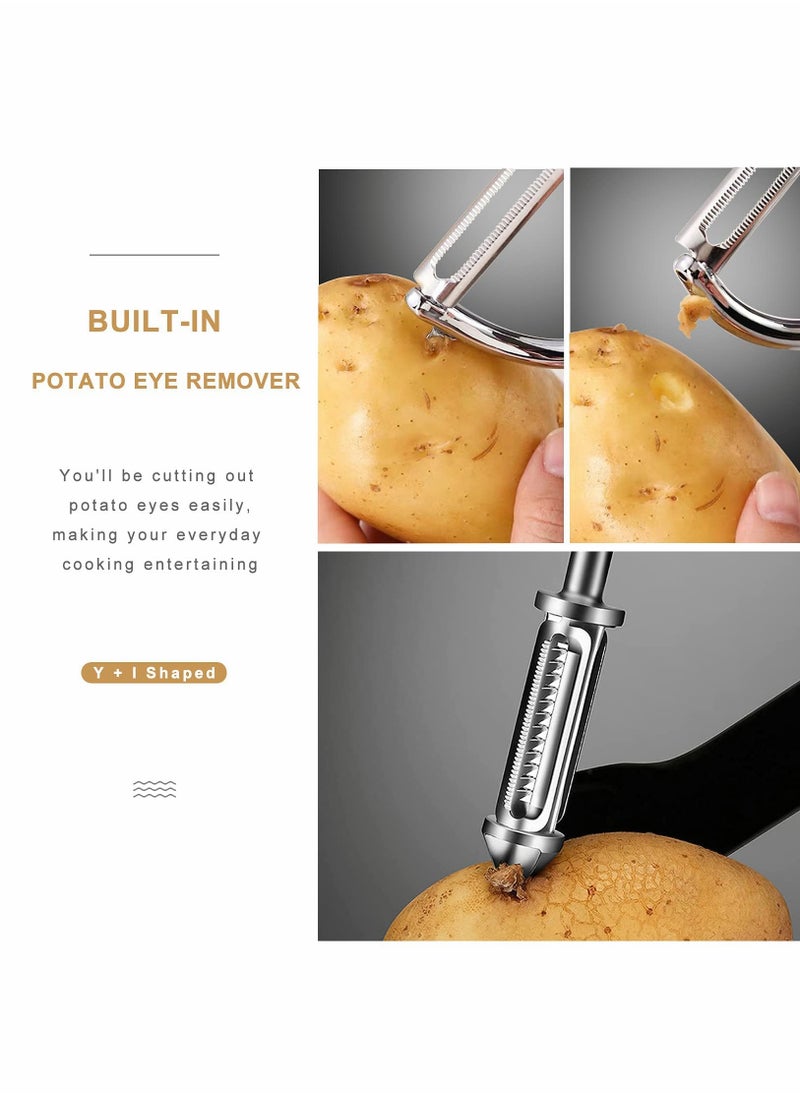 Excefore - Vegetable Peeler Julienne Peeler, Potato Peelers With Potato Eye Remover, Vegetable Peeler Stainless Steel, Non Slip Grip, Veggie Fruit Peeler for Making Healthy Salads-2 Pcs - Image 1