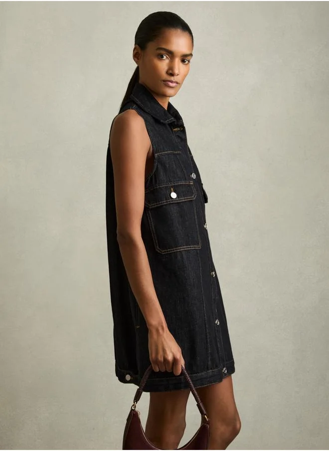 REISS Sleeveless Denim Dress