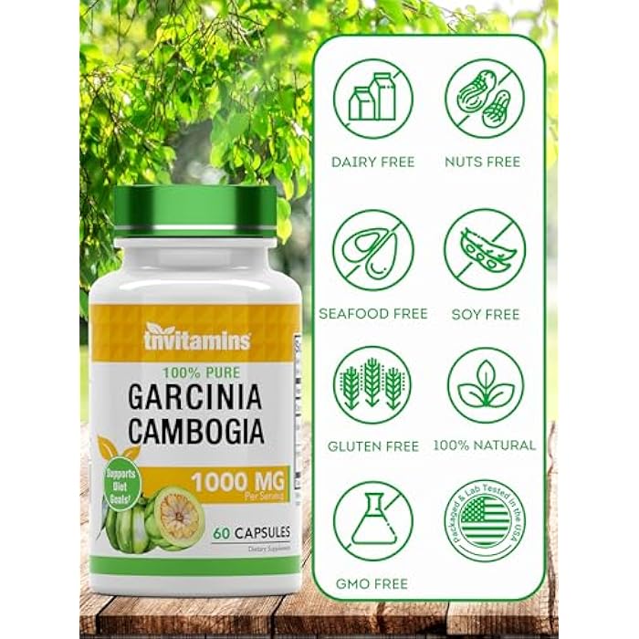 tnvitamins Garcinia Cambogia Extract Capsules (1000 MG x 60 Pills) with Chromium | Weight Loss Pills for Women & Men* | Appetite Suppressant for Weight Loss - Image 4