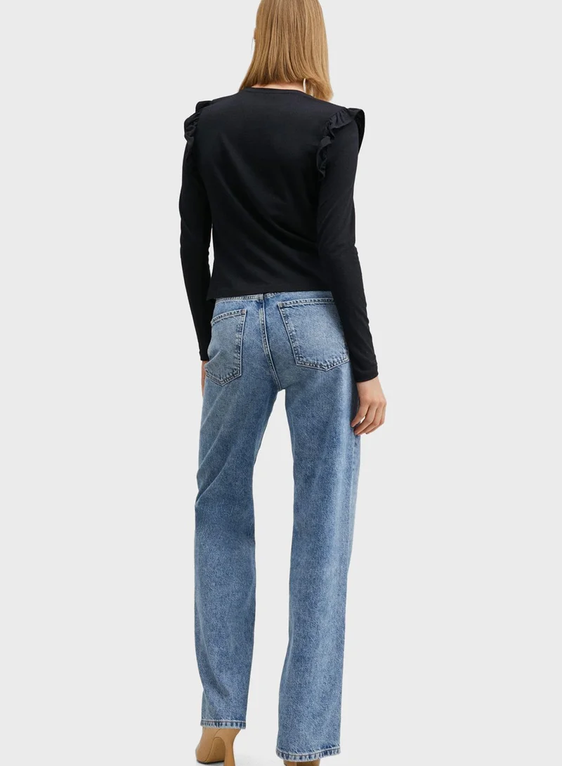 MANGO Ruffle Sleeve T-Shirts