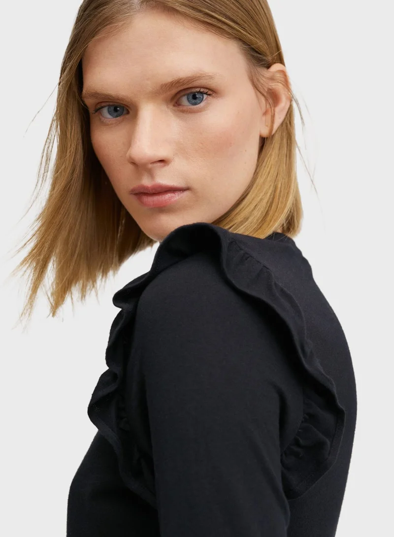 MANGO Ruffle Sleeve T-Shirts