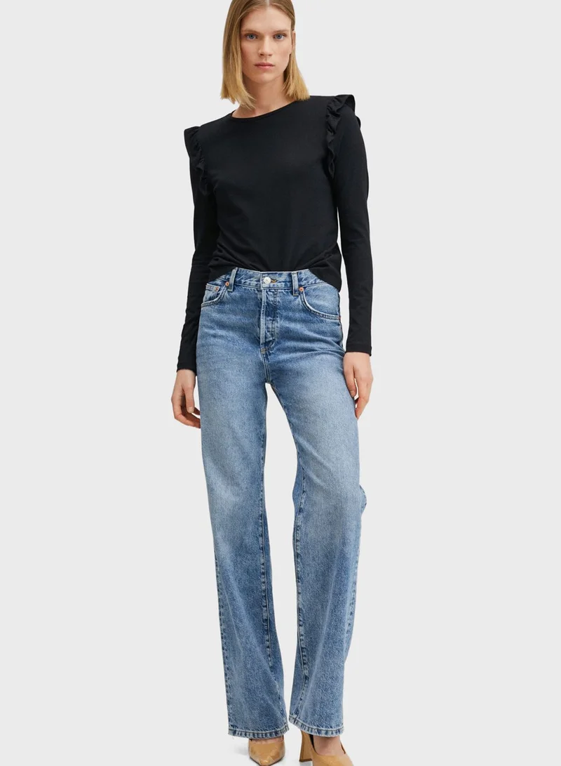 MANGO Ruffle Sleeve T-Shirts